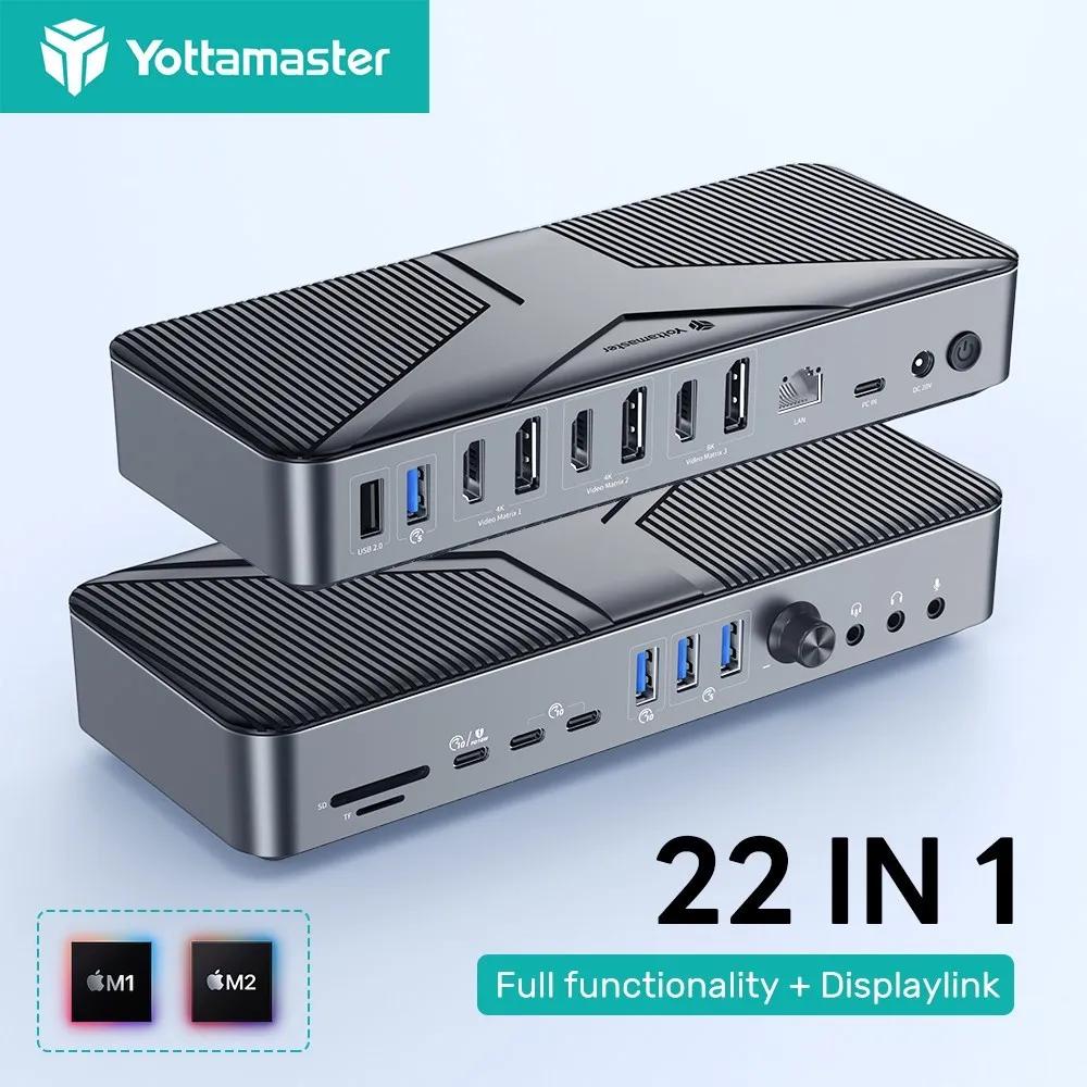 Yottamaster  HDMI DP Ʈ ŷ ̼,  CŸ ŷ ̼, 8K HDMI PD60W ⰡƮ ̴, 22 in 1, 10Gbps